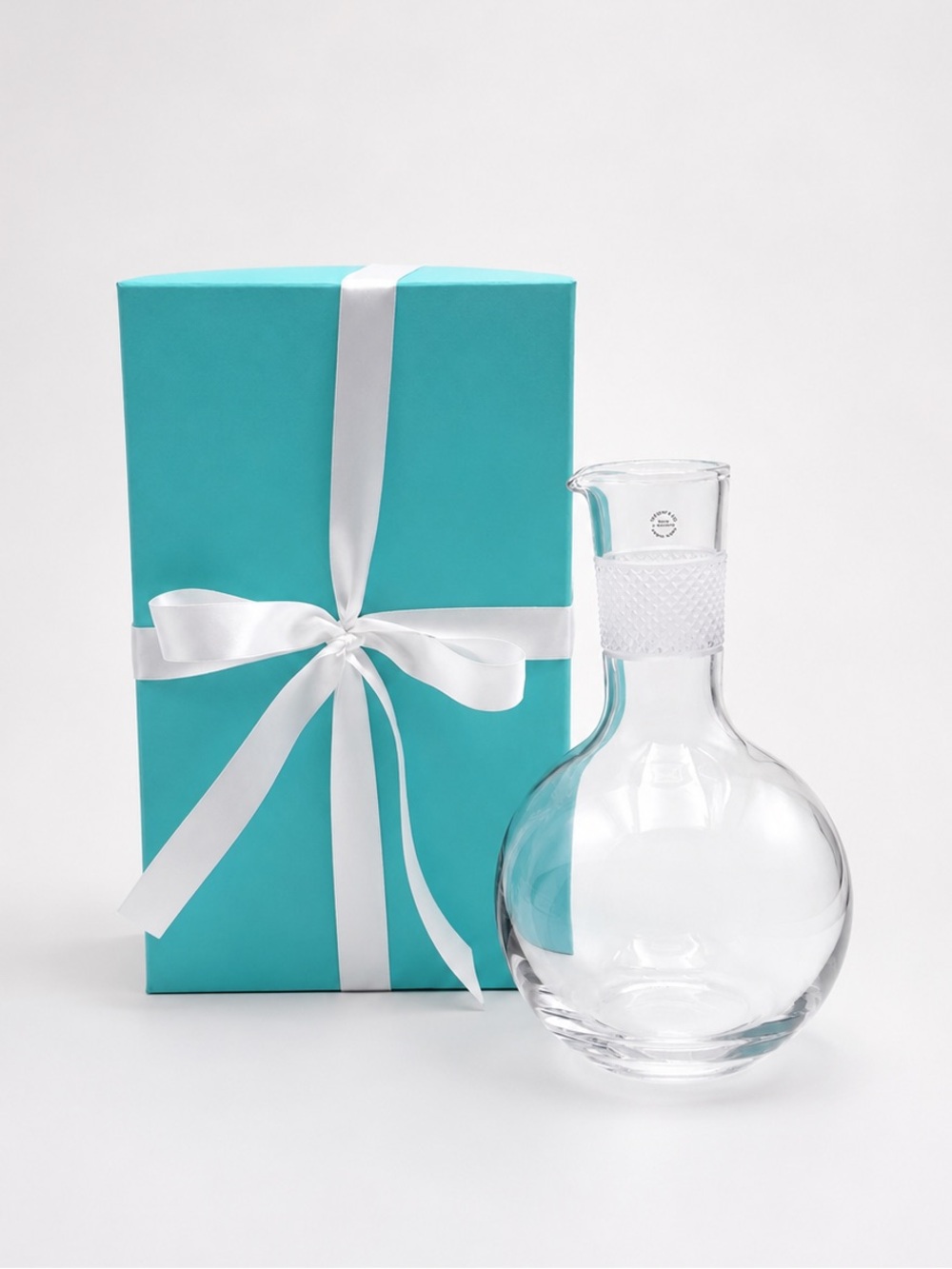 NEW - Tiffany & Co. Diamond Point Lead Crystal Decanter Clear Wine Carafe W/ Box